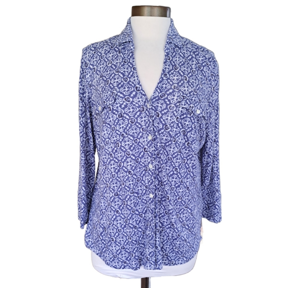 J McLaughlin Womens Soft Linen Knit Button Down Top Size Medium